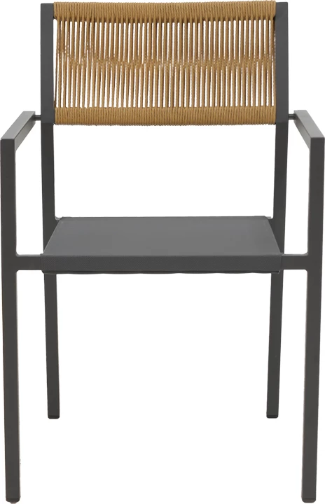 Aluminijast zložljiv stol Savor, antracitno ogrodje-tekstilen, naravni ratan, 55x58x63 cm