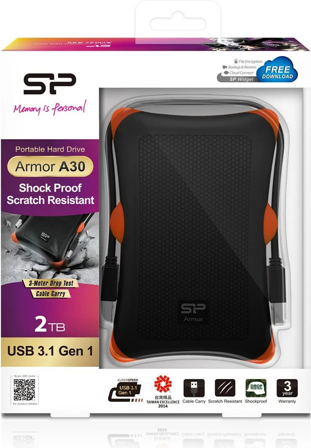 Zunanji trdi disk Silicon Power Armor A30, 2 TB, črn