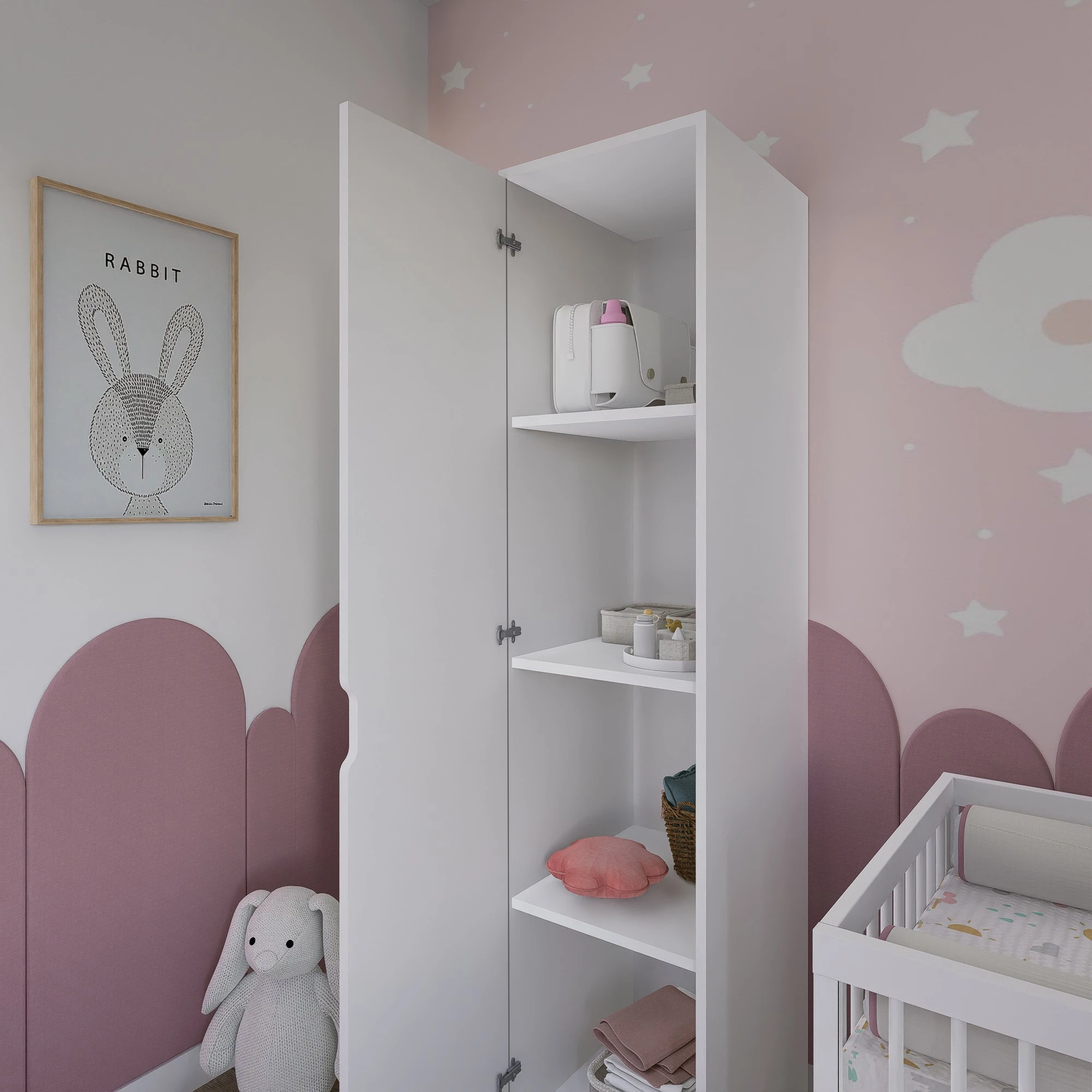 Dnevni/Spalni omarica Skye Decor, mat bela, Duru 1600-042