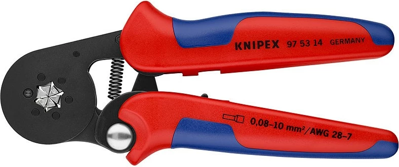 Krimpalnik za kabelske očesne sponke, Knipex 97 53 14, 0,08–10 mm², rdeče/moder