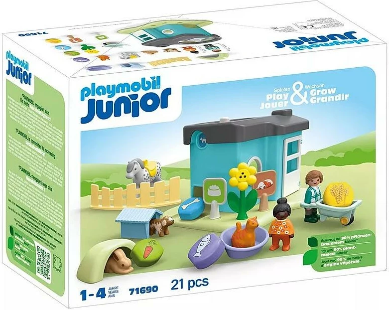 Hotel za živali z avtomatom za hrano Playmobil Junior 71690, 21 delov, večbarven