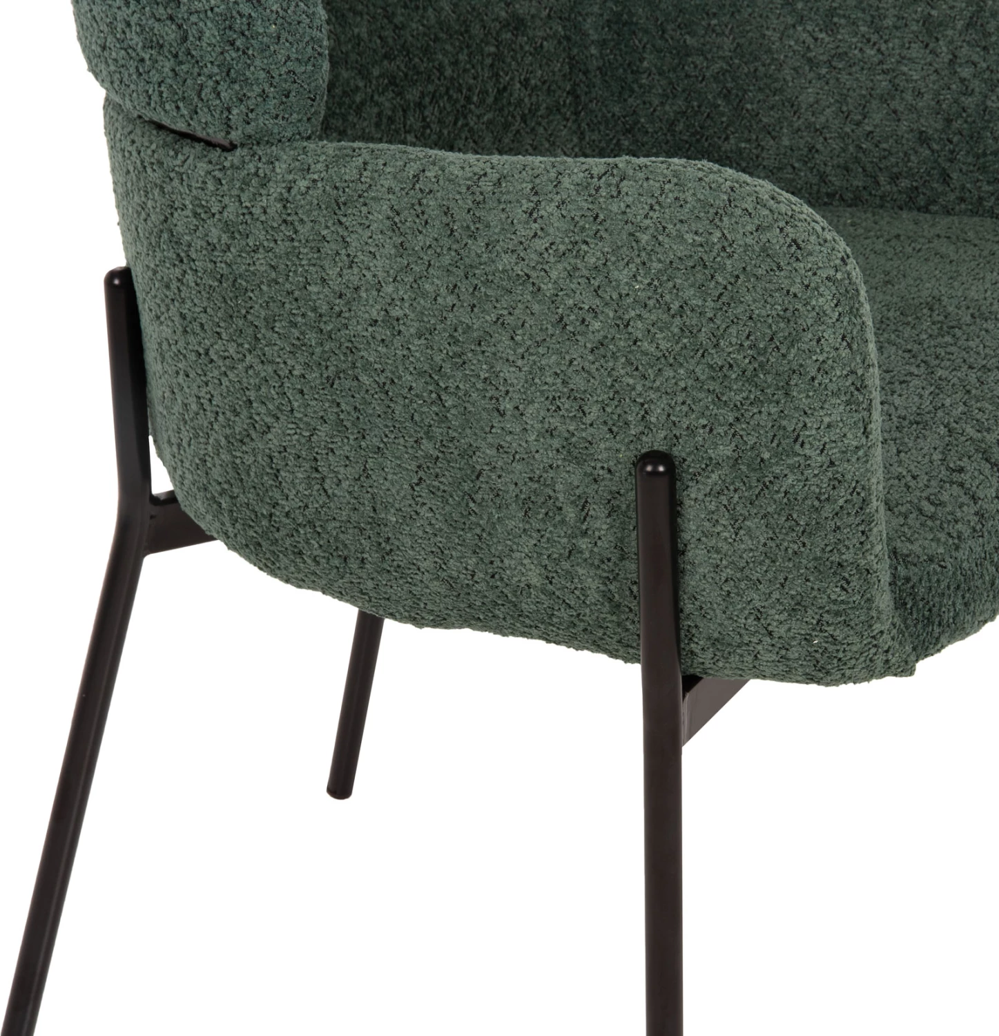 Naslanjač WOLF FH8583.03 v petrolej zeleni boucle tkanini s črnimi kovinskimi nogami 58x58x80H cm, set 2 kosov