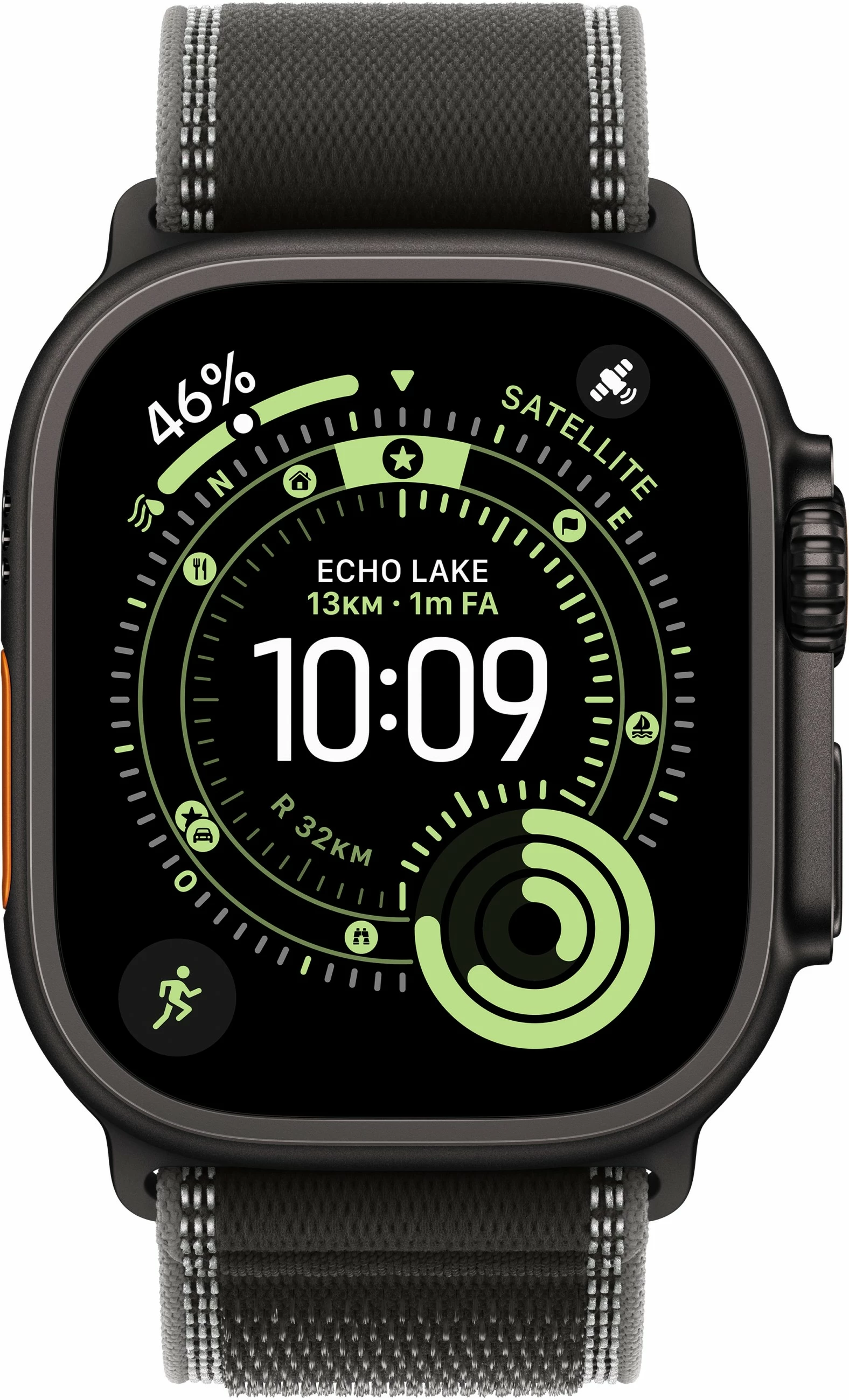 Pametna ura s titanskim ohišjem, Apple Watch Ultra 3 Cellular 49 mm, Trail Loop črno/ogleno siva M/L