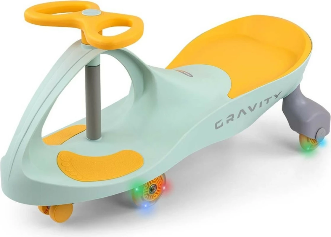 Poganjalec brez pedal z gravitacijskim mehanizmom, Milly Mally Gravity 5926, 4 LED kolesa, 3+, limeta rumena