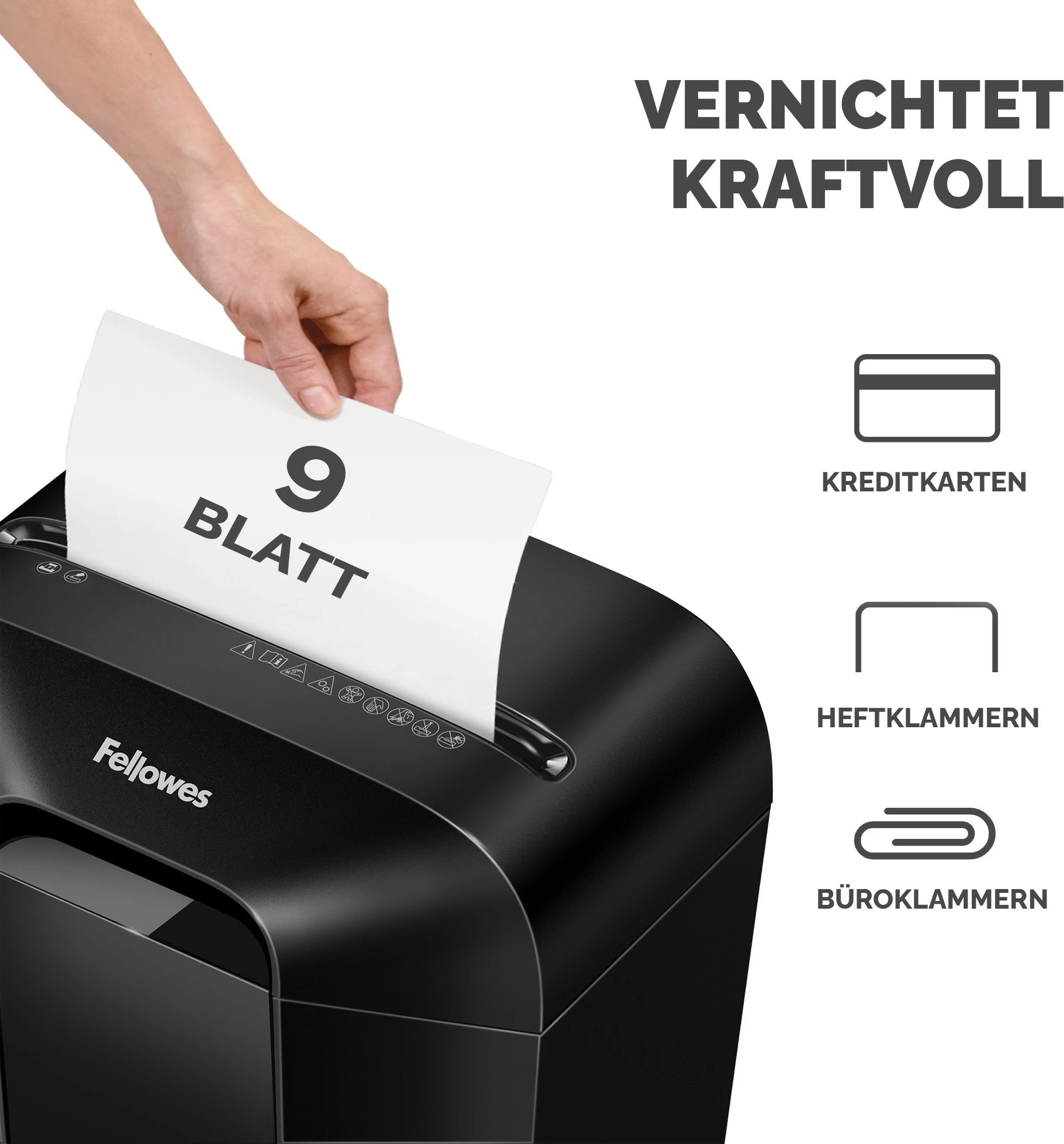 Rezalnik papirja Fellowes Powershred LX50, 17 L, 9 listov, particle-cut, črn
