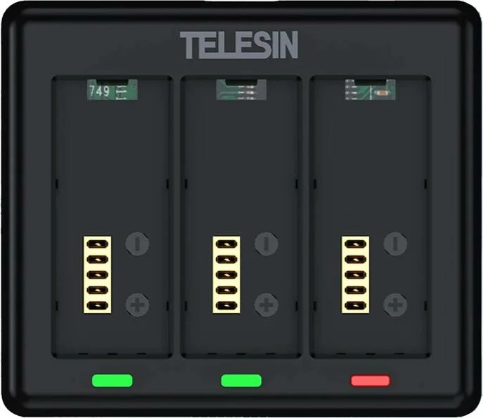 Polnilec za 3 baterije Telesin S0-BCG-12-TGP za GoPro HERO 13, črn