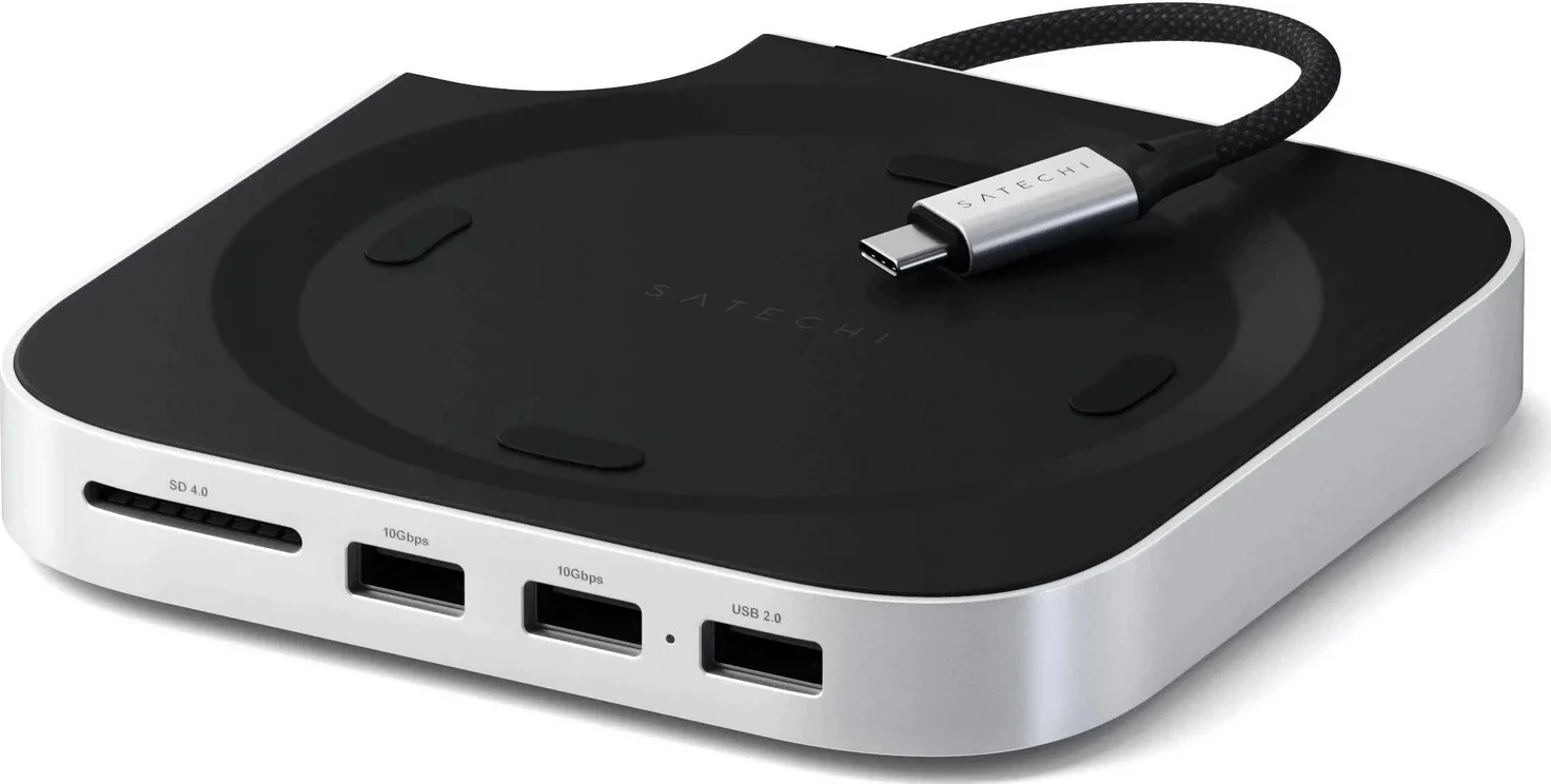 Stojalo in hub za Mac Mini M4/M4 Pro, reža za SSD M.2 NVMe, Satechi, srebrno