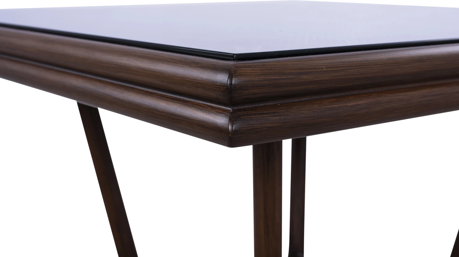 Aluminijasta miza 70X70X76 videz bambusa FH5568.03 rjava s steklom