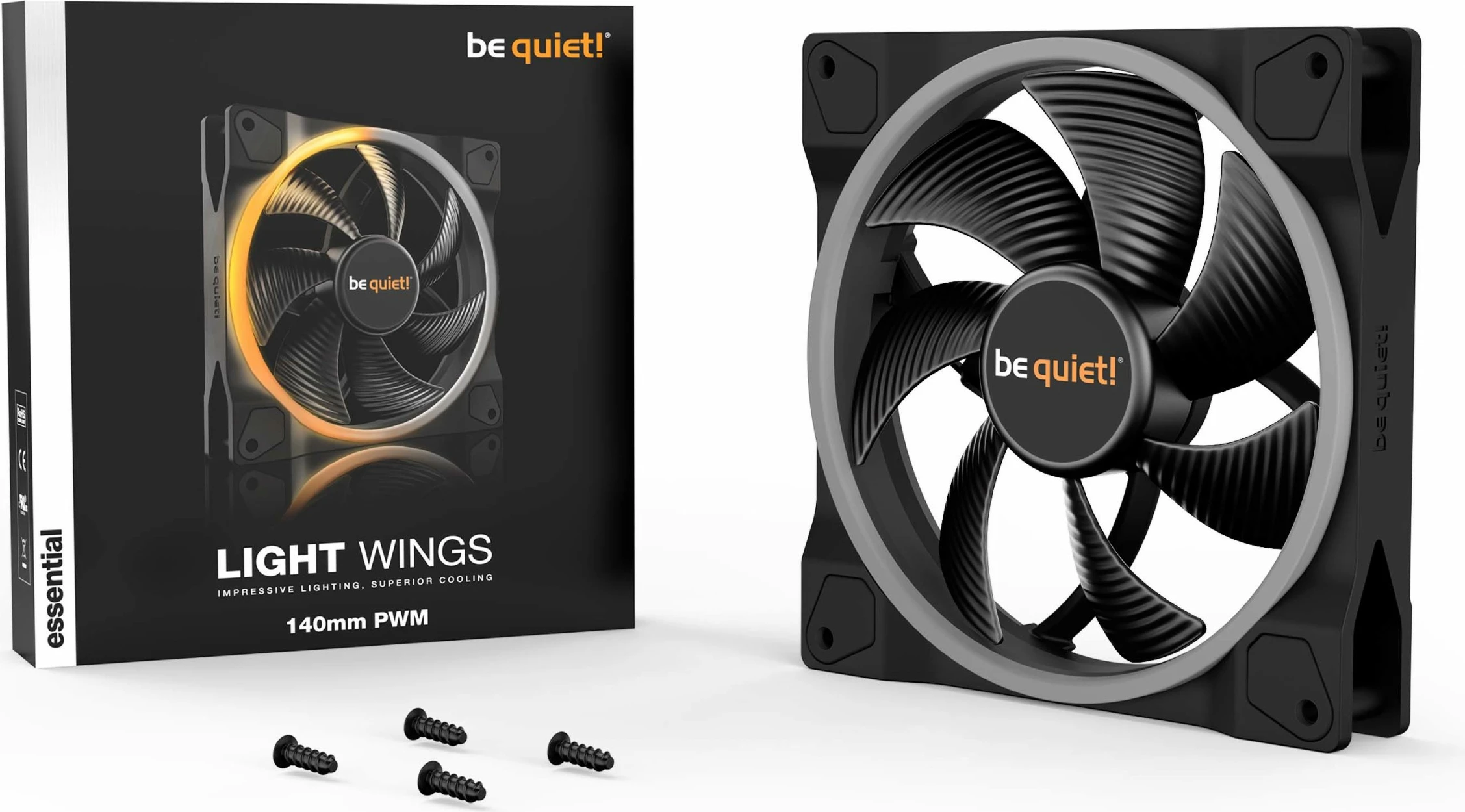 Ventilator za ohišje Light Wings 140 mm ARGB PWM, Be Quiet!, črn