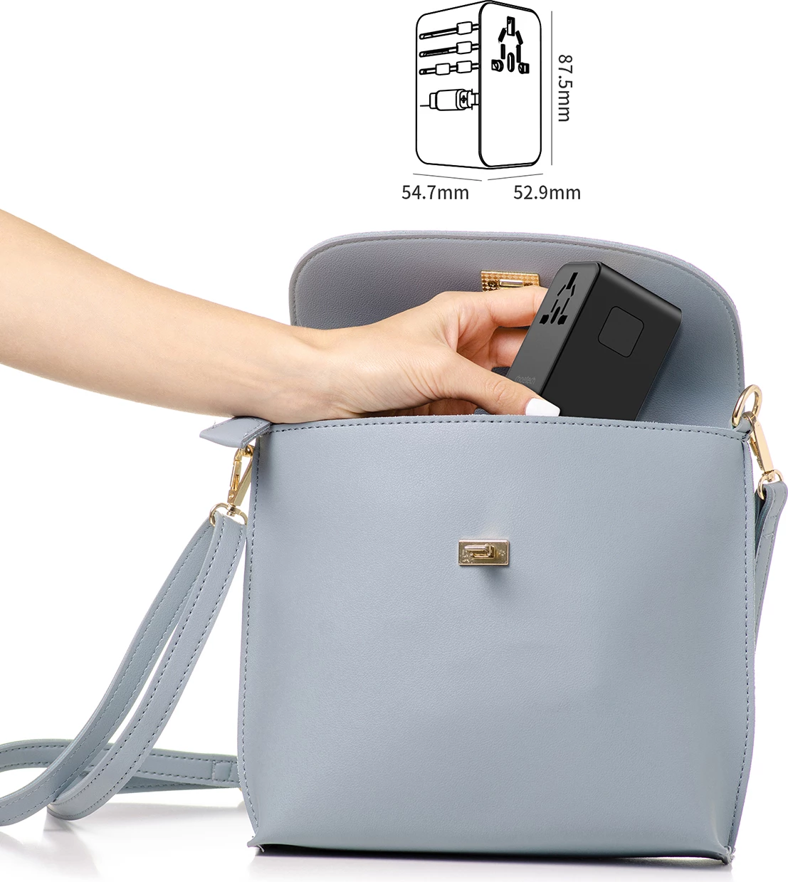 Potovalni adapter s polnjenjem 70W Choetech PD5022, 4 vhodi, USB-C/USB-A, črn