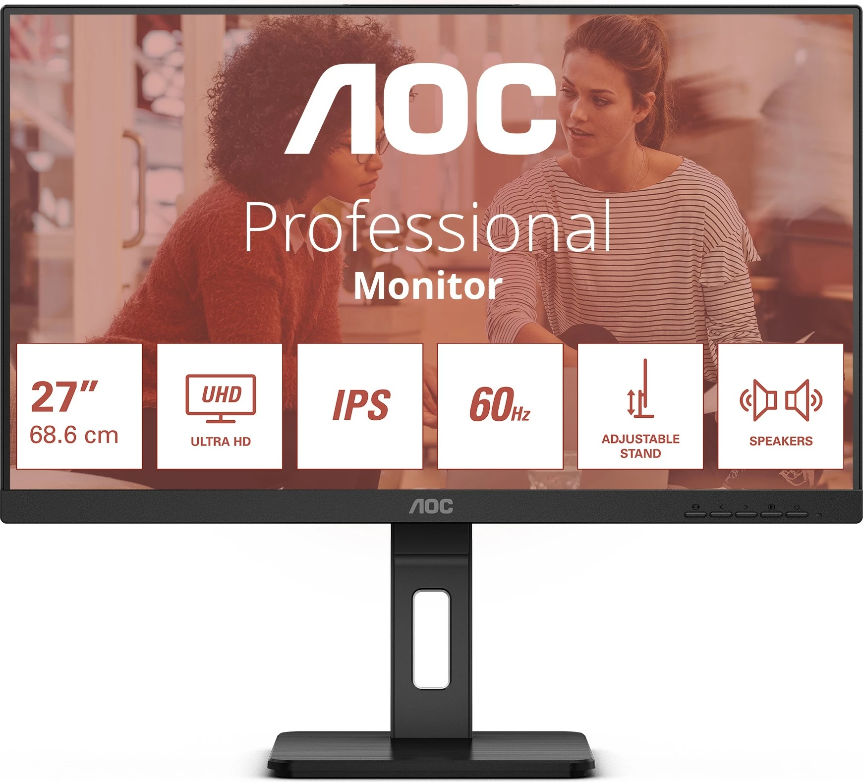 Monitor 27", 4K Ultra HD, LED, črn AOC U27E3UF