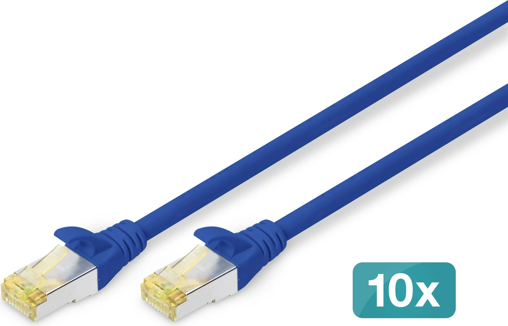 Visokozmogljiv mrežni kabel Cat6a S/FTP, Digitus, 0,25 m, set 10 kosov, modre barve