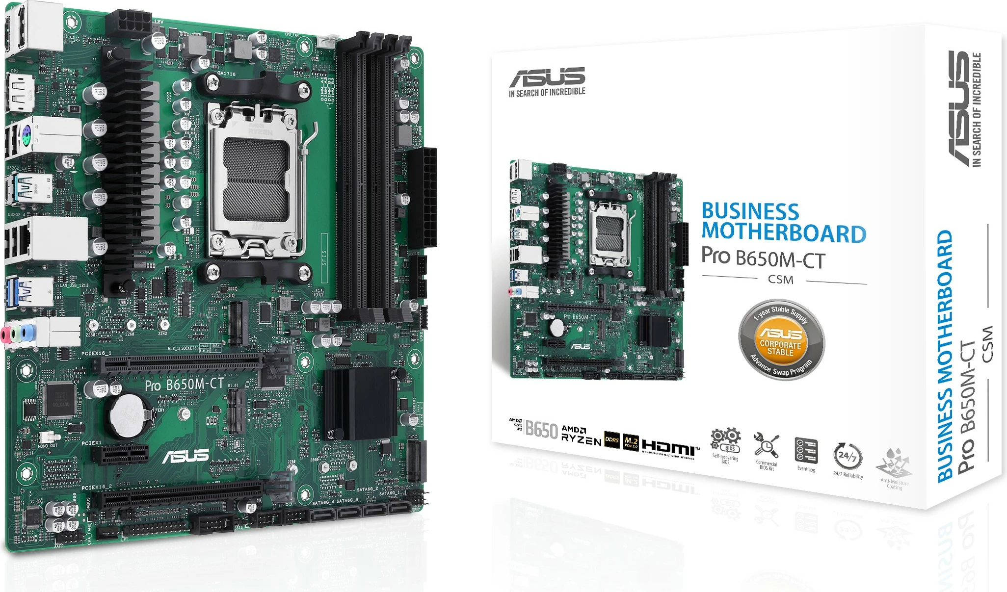 Matična plošča ASUS PRO B650M-CT-CSM, AMD, Socket AM5, DDR5, 128 GB
