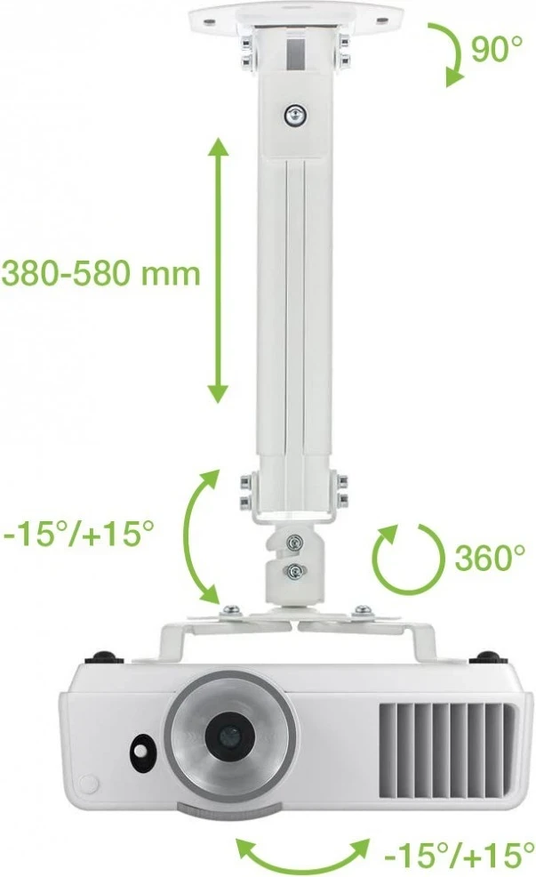 Nosilec za projektor, 380–580 mm, sive barve Techly