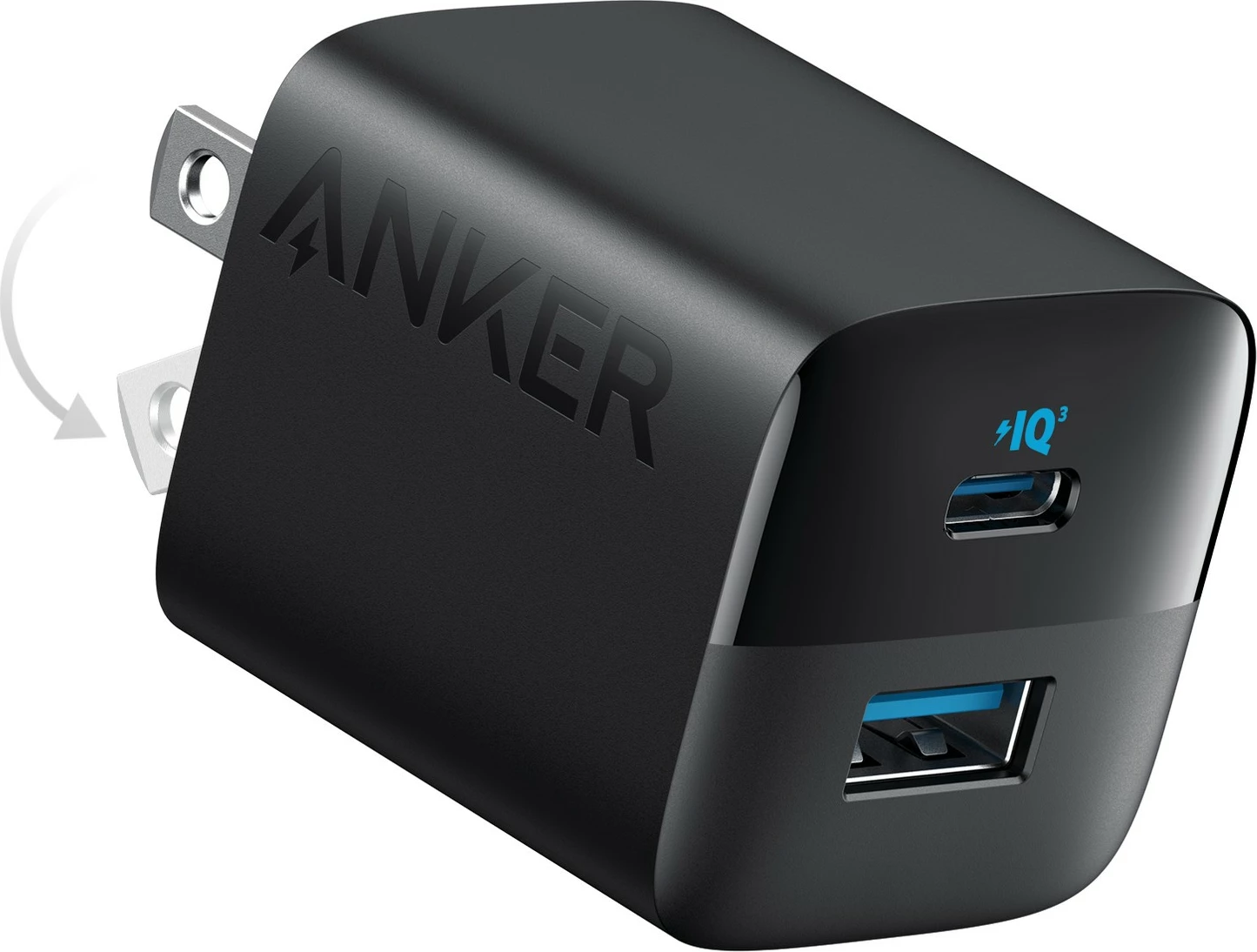 33W polnilec Anker 323, 1 x USB-A, 1 x USB-C, črn