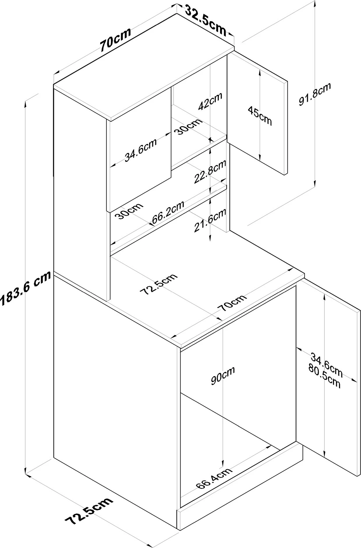 Dnevno-pralni omarica za pralni stroj, Hanah Home KD102-2160, bela in oreh