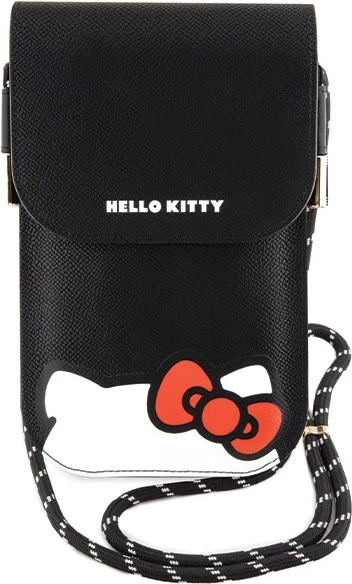 Ovitek za telefon Hello Kitty Leather Hiding Kitty Cord, črn