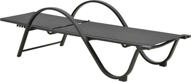 Ležalnik z nasloni za roke, alumin in tekstilen, temno siva, 200x62x35