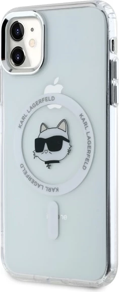 Ovitek za telefon IML Metal Choupette Head MagSafe za iPhone 11, Karl Lagerfeld, bel