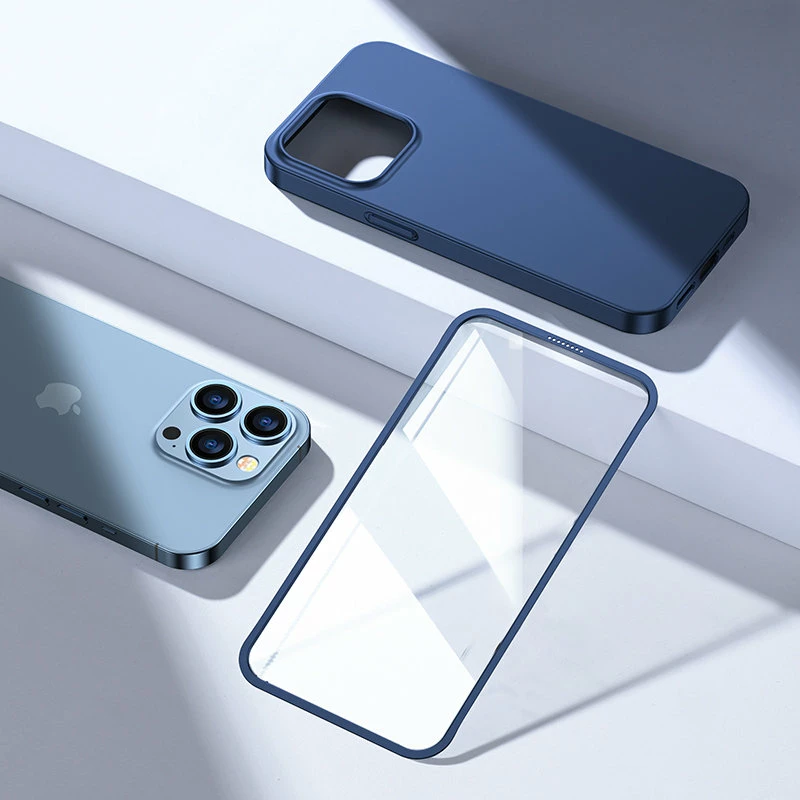 Ovitek za telefon 360°, kaljeno steklo, moder za iPhone 13 Pro Max, Joyroom JR-BP928