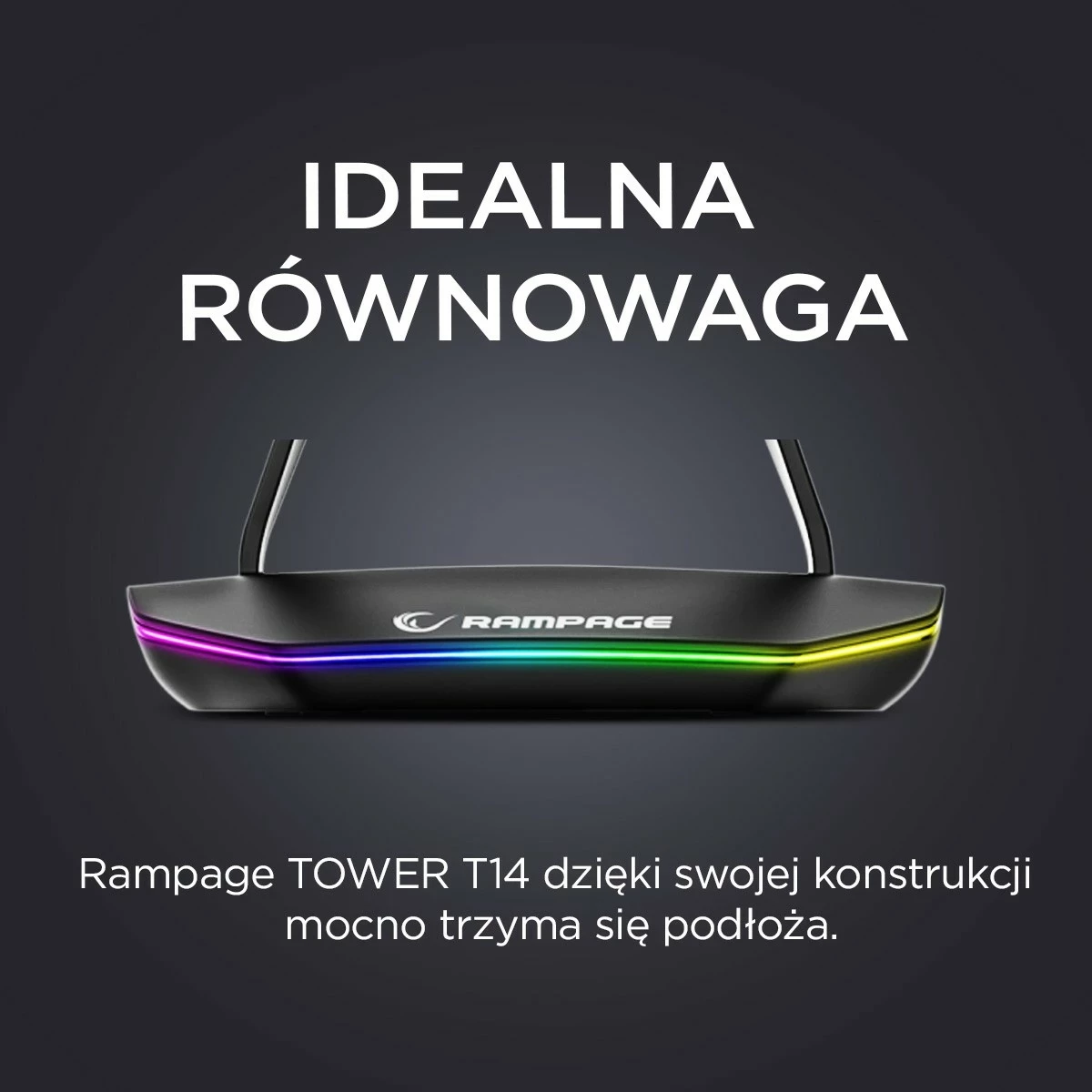 Nosilec za slušalke, gaming, RGB, 2x USB Rampage T14, črn