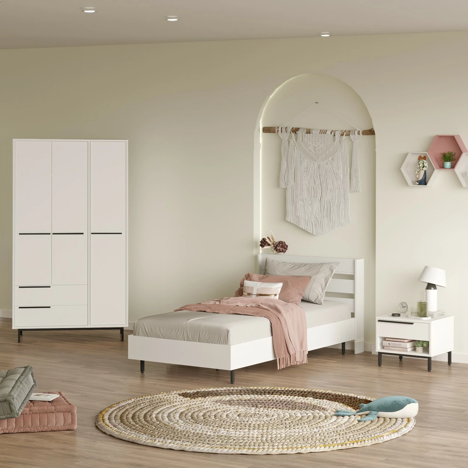 Komplet mladinske sobe Skye Decor, ON23-W, bela