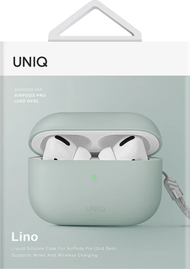 Zaščitni etui Lino UNIQ za AirPods Pro 2, silikon, mint, z trakom