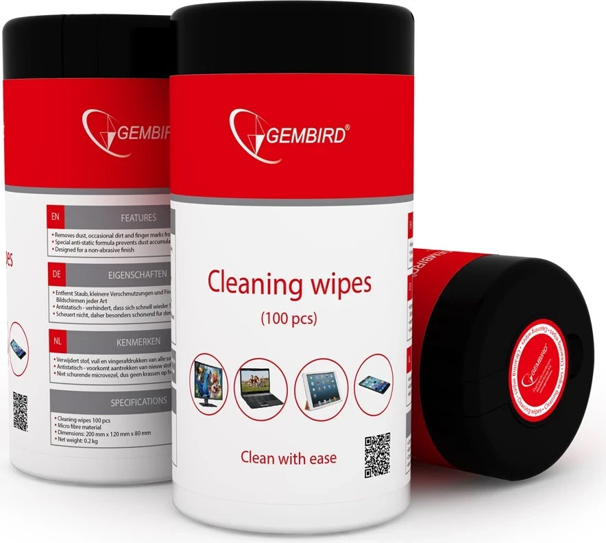 Komplet za čiščenje GEMBIRD CK-WW100-01, mikrovlakna, 100 kosov, črn