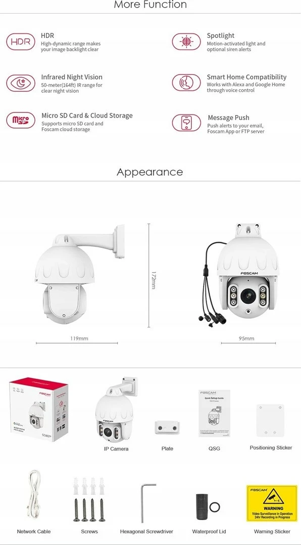 Zunanji IP fotoaparat Foscam SD8EP, 8MP, bel