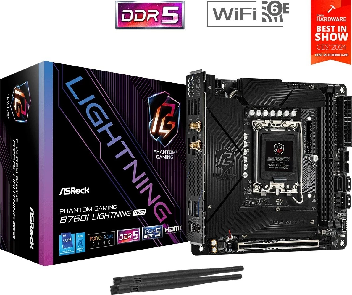 Plošča ASRock B760I LIGHTNING WIFI, črna