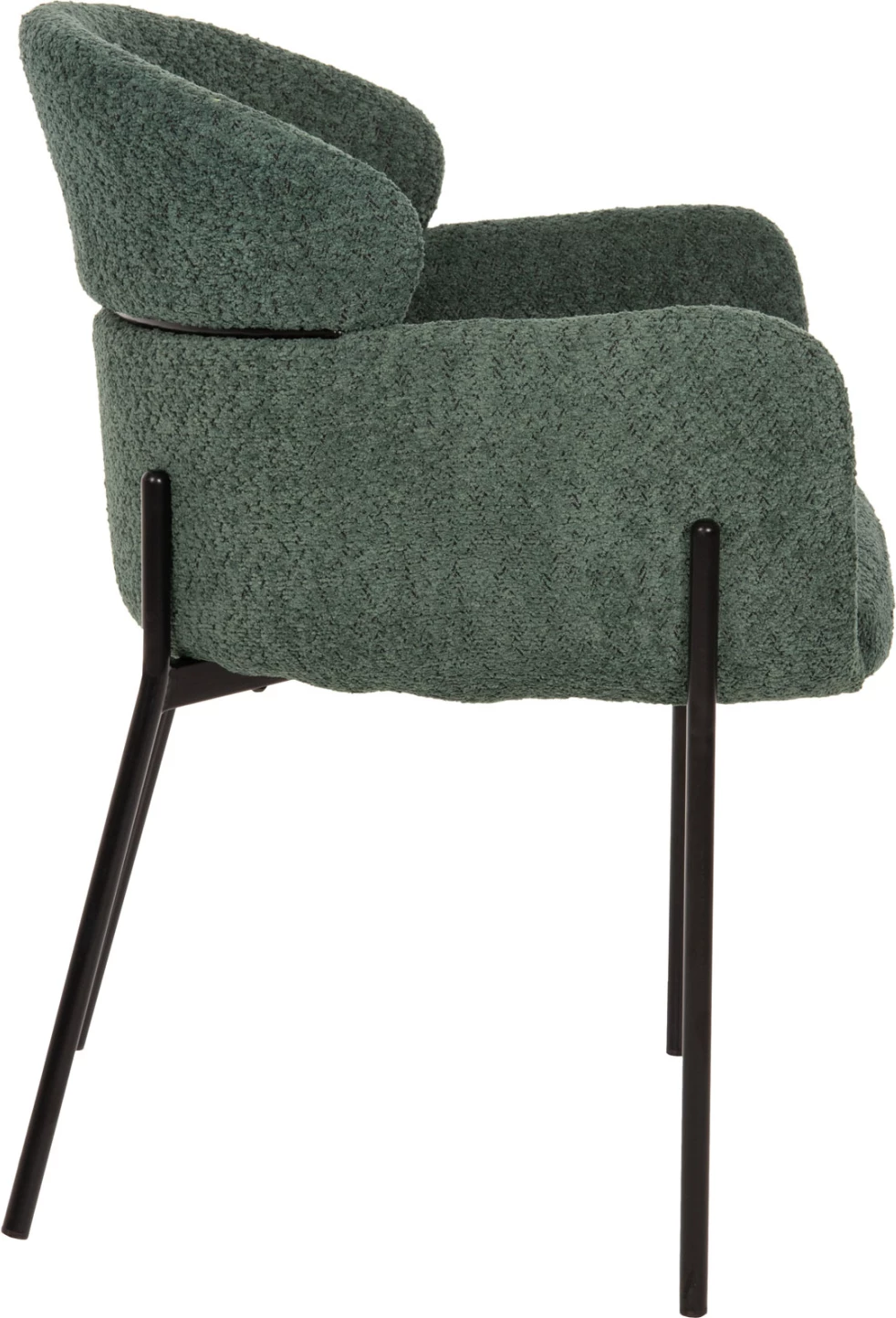 Naslanjač WOLF FH8583.03 v petrolej zeleni boucle tkanini s črnimi kovinskimi nogami 58x58x80H cm, set 2 kosov