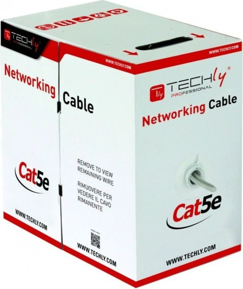 Ethernet kabel Techly Cat.5E F/UTP 305 m zunanji, črn