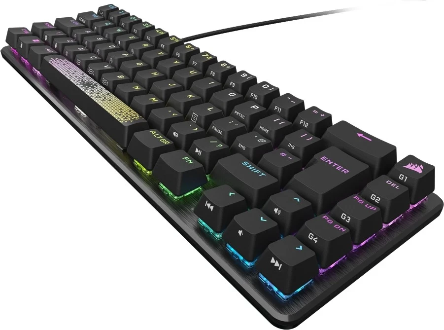 Kompaktna igralna tipkovnica Corsair K65 Pro Mini OPX Silver, RGB, z žico, siva