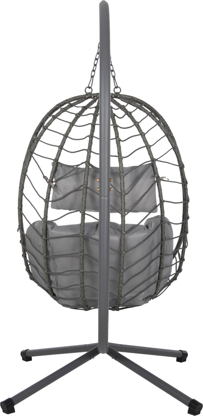 Viseče gnezdo MILLIE FH5997.10 kovinska osnova-sintetični ratan in blazine v sivi barvi 90x75x190Hcm