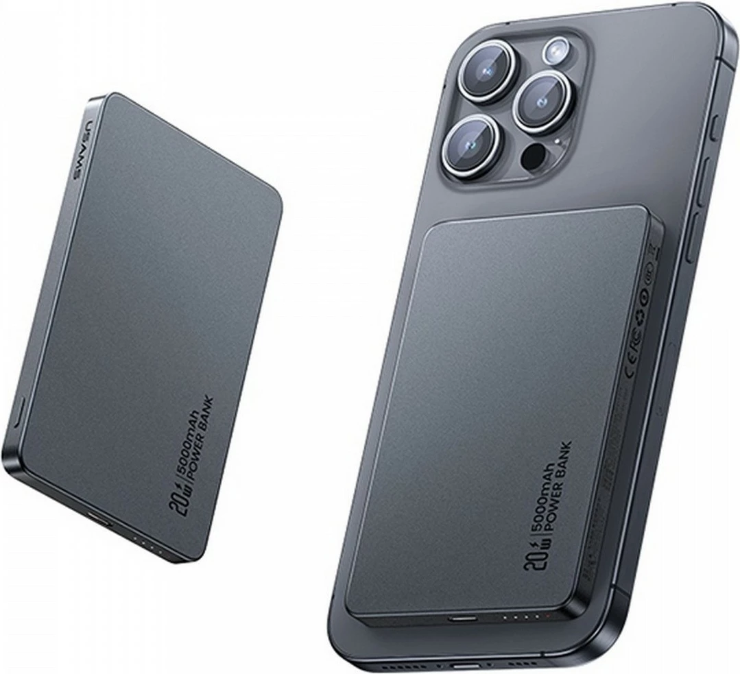 Prenosna baterija 5000mAh, 20W PD, MagSafe, titanska, USAMS USA001542