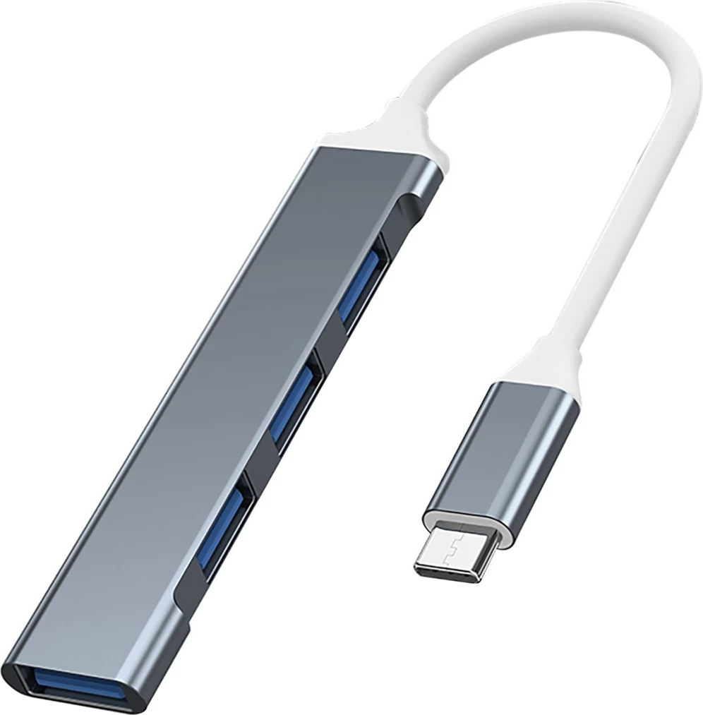 USB razširje (HUB) VAKOSS TC-4125X, 1x USB 3.0 in 3x USB 2.0, srebrna
