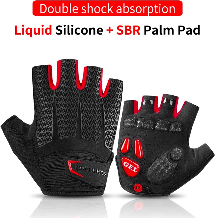 Rokavice za kolesarjenje z gelom Rockbros S169BR, XXL, črno/rdeče