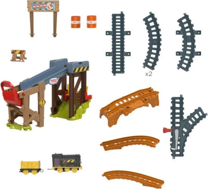 Igralniški železniški set z gradbeno tematiko Fisher Price Thomas & Friends JBW20, z lokomotivo Diesel, večbarven