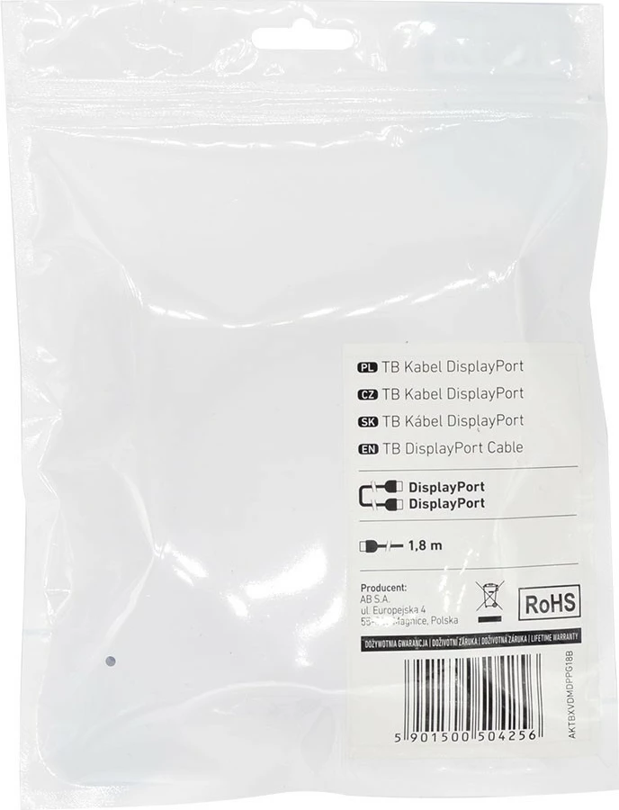 Kabel DisplayPort 1,8 m, črn, TB AKTBXVDMDPPG18B