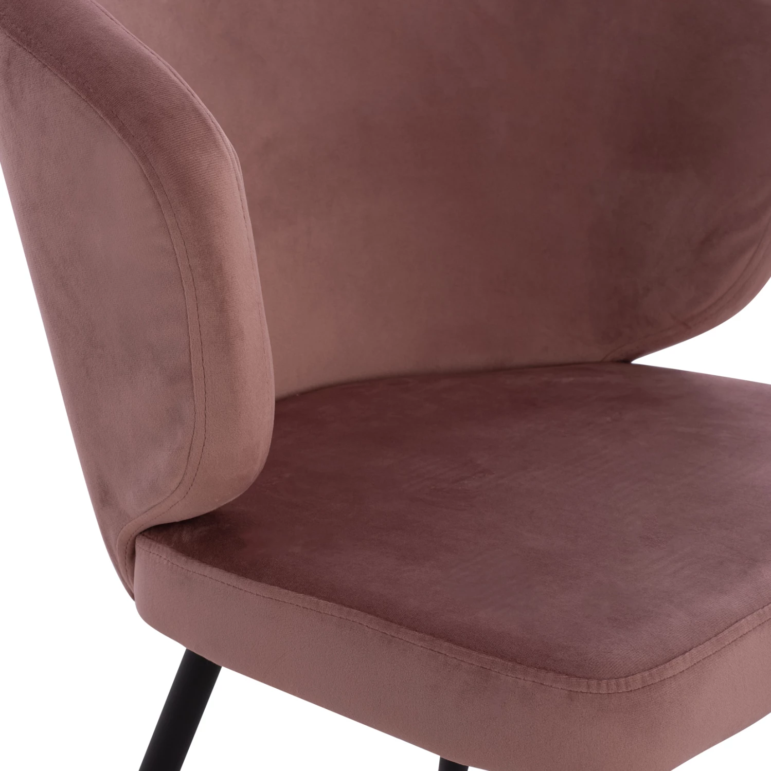 Stol JIYA iz žametnega blaga v barvi gnilega jabolka in s črnim kovinskim ogrodjem FH8728.02 60x60x85, set 2 kosov