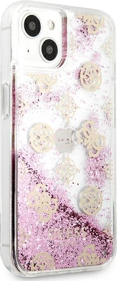Ovitek za telefon Guess Peony Liquid Glitter za iPhone 13 mini 5,4", roza
