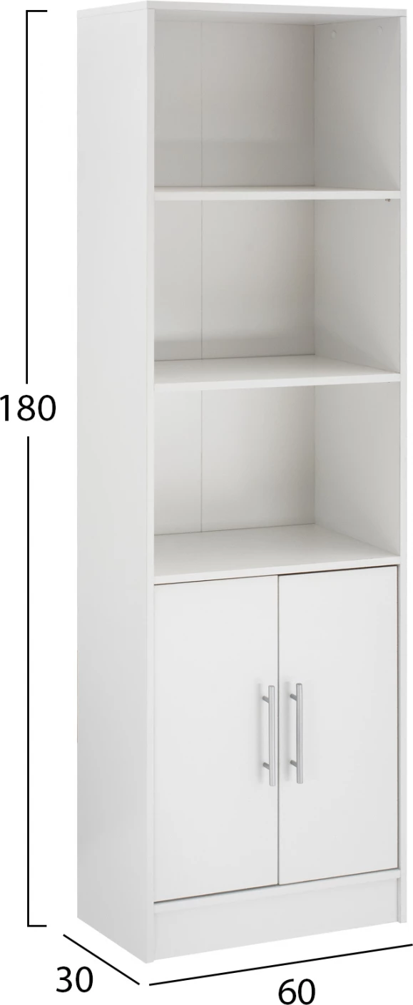 Knjižna omara iz melamina FH2027.05 bele barve 60x30x180cm