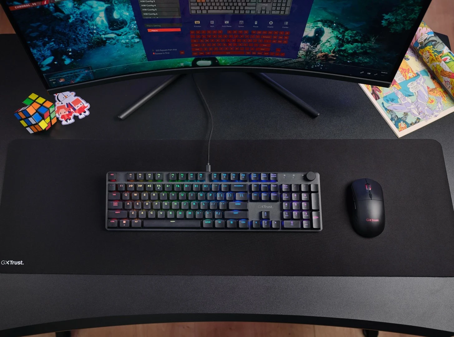 Mehanska igralna tipkovnica z RGB osvetlitvijo Trust GXT 866 TORIX, USB, QWERTY US International, črna
