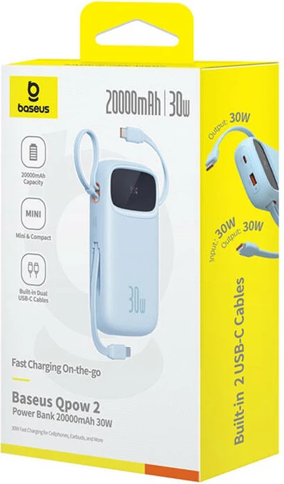 Powerbank 20000mAh, 30W, modra Baseus QPow2