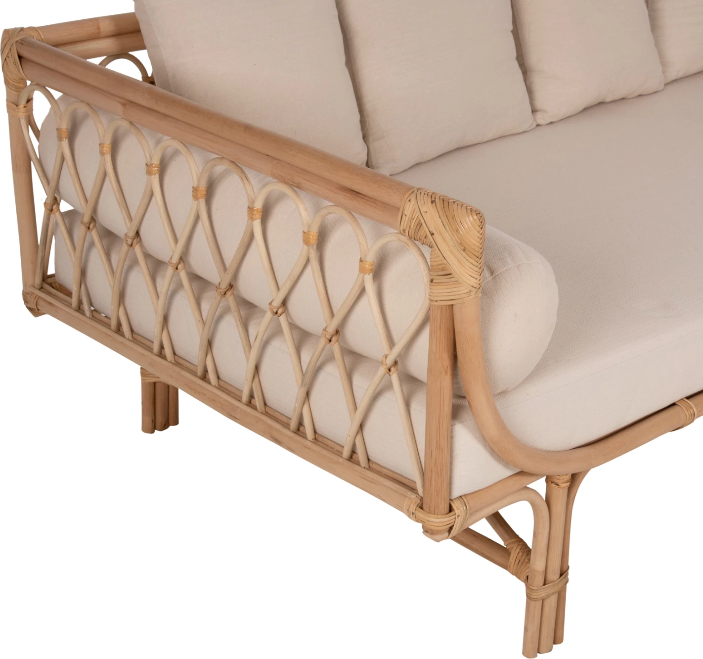 Postelja-kavč ALIKI FH9658 iz ratana v naravni-bež barvi z blazinami 200x100x86H cm