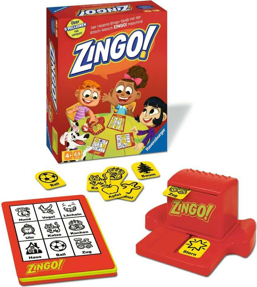 Družabna igra Zingo Ravensburger, 2–6 igralcev, 72 kartic, večbarvno