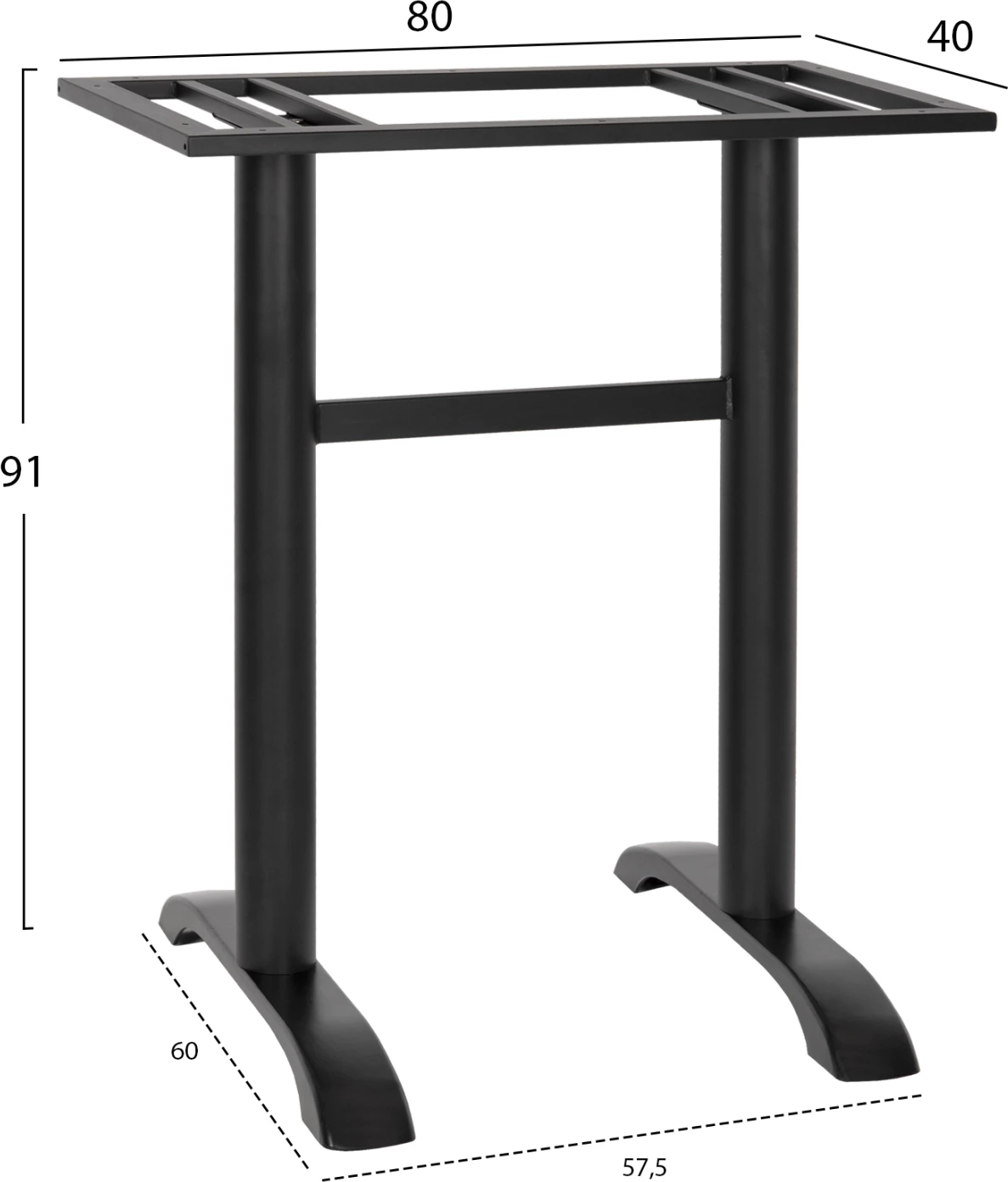 Osnova za barsko mizo iz kovine srednje višine FH479.01 dvojna v črni barvi 40Χ80Χ91H cm