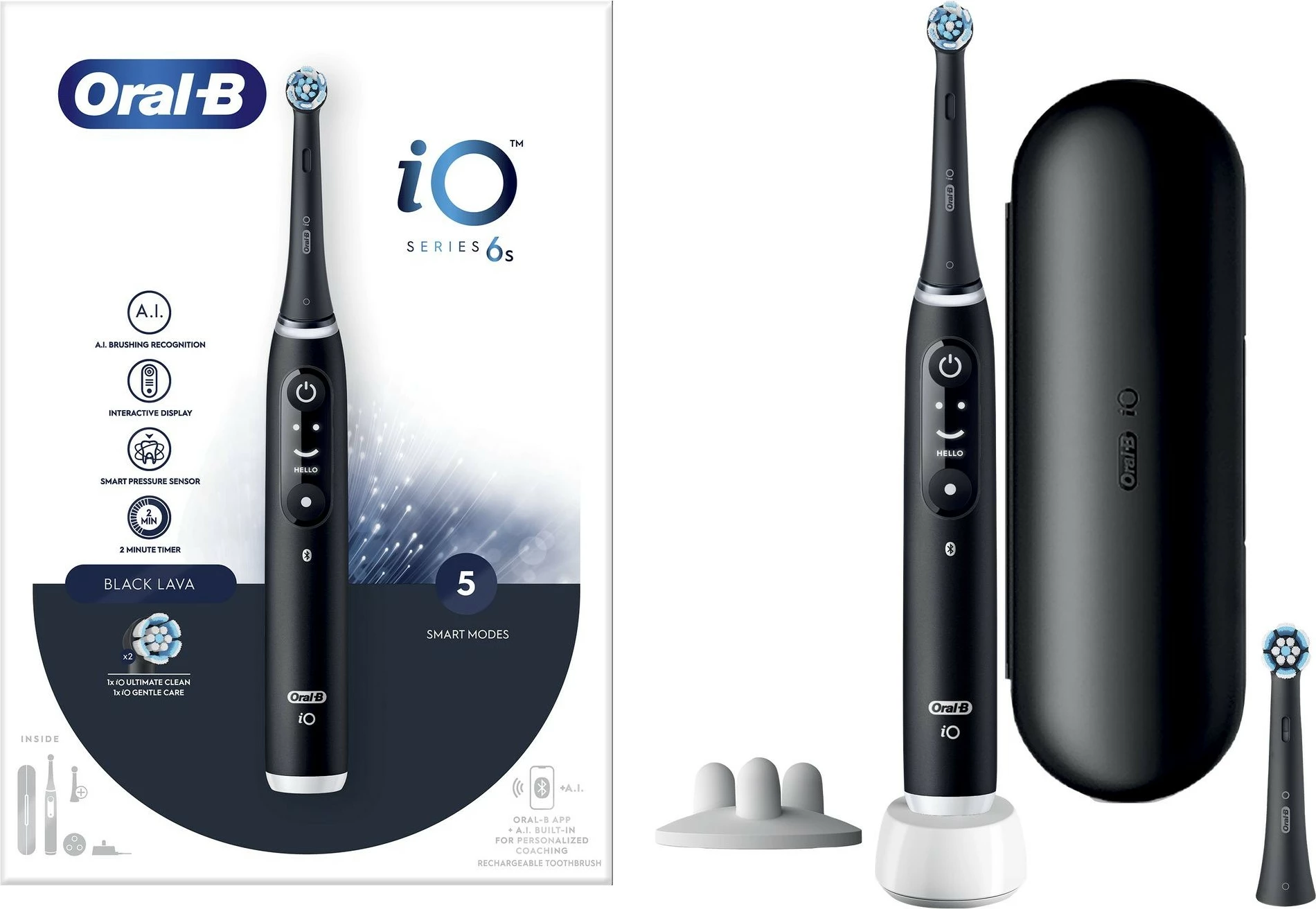 Električna zobna ščetka Oral-B iO 6, 5 načinov, črna