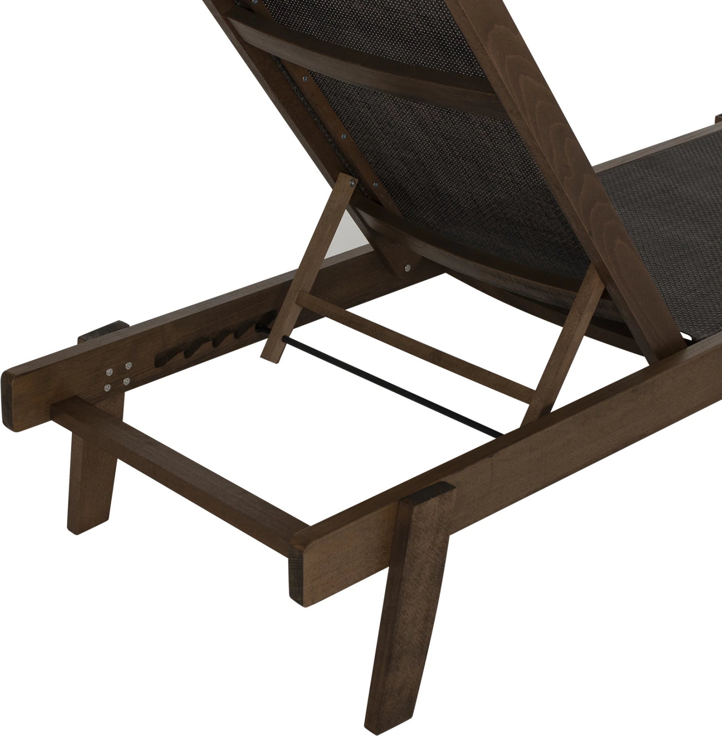 Profesionalni ležalnik iz bukovega lesa v barvi oreha in rjavi tekstileni 200x61-66x31-91Hcm.FH10356.04