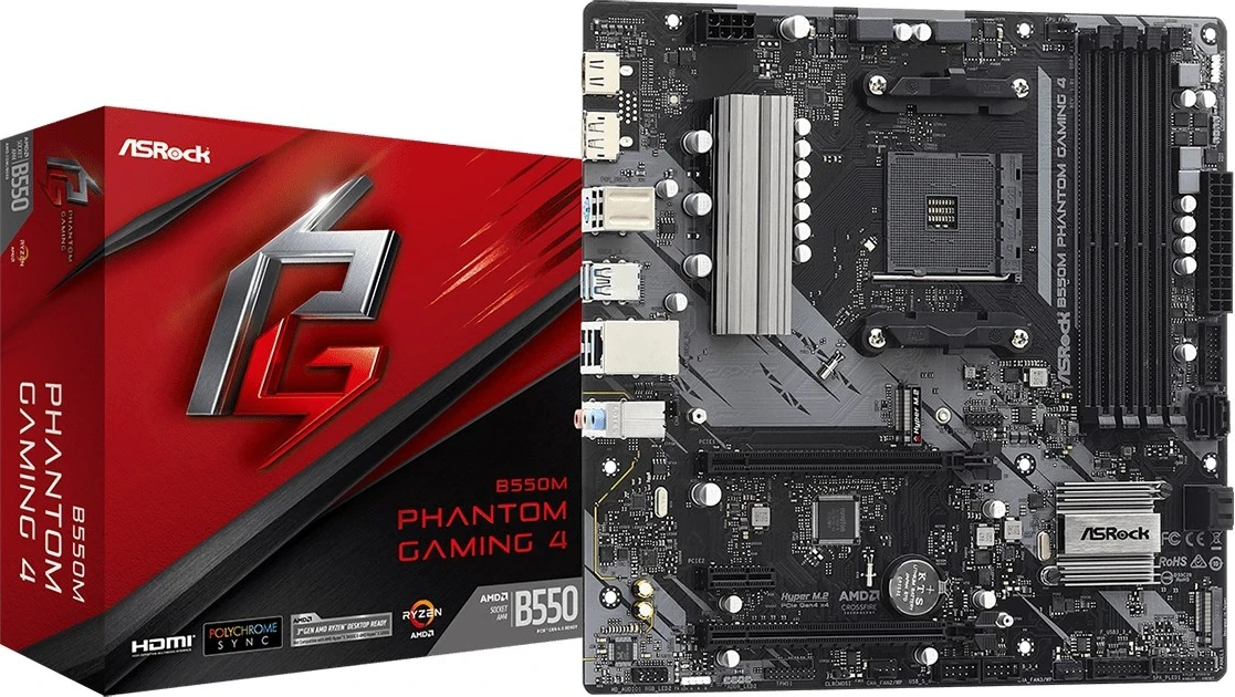 Matična plošča B550M Phantom Gaming 4 Asrock, Socket AM4, micro ATX